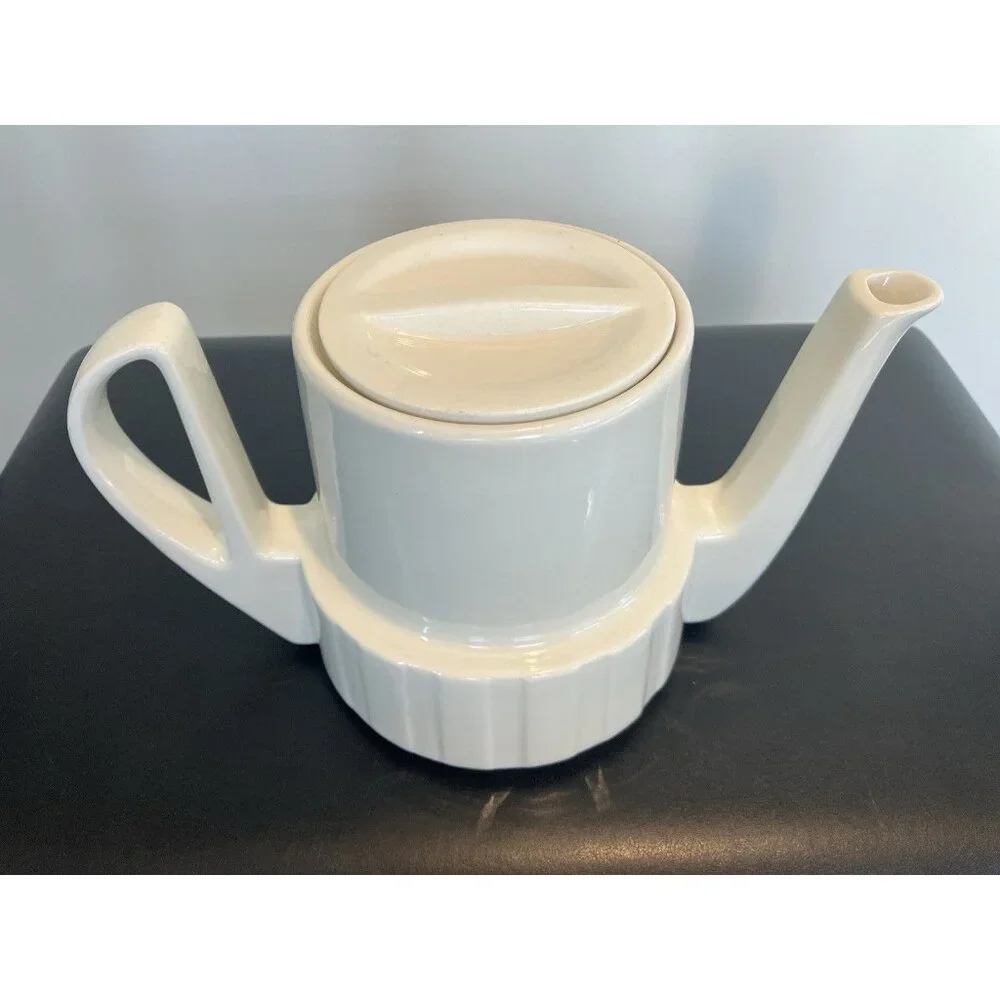 Vintage Mid Century Bauhaus WMF Porcelain Teapot, Ivory With Top, No Chips